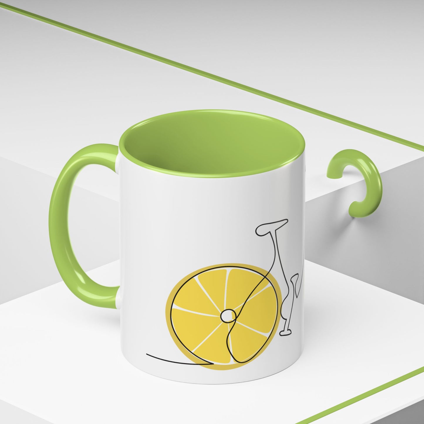 Lemon Bicycle Mug - Whimsical Coffee Cup with Black Handle