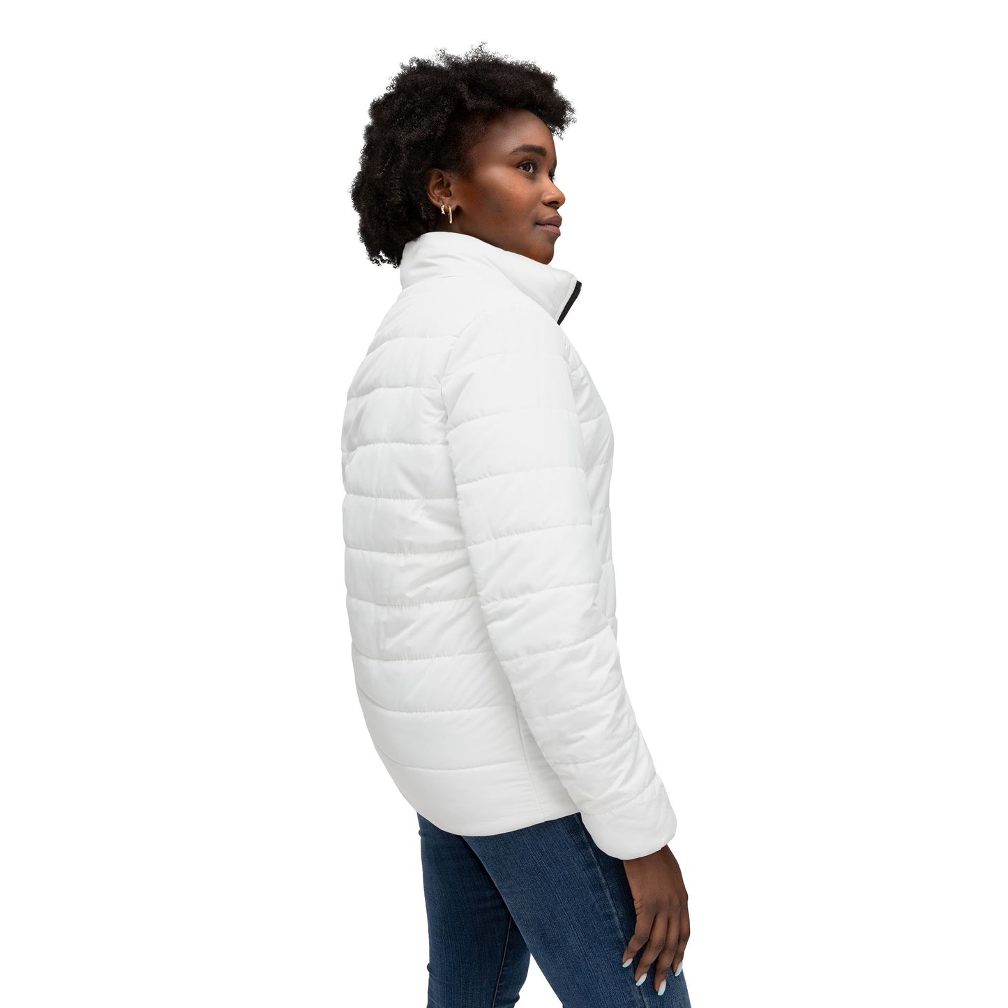 Obay White Women's Colorful Heart Puffer Jacket - Stylish Winter Coat