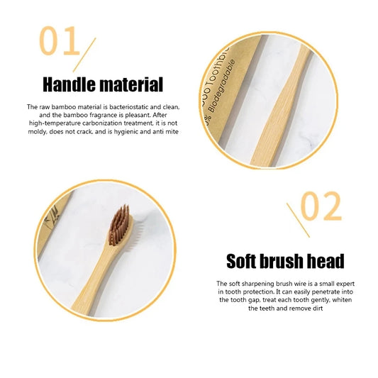 Eco Bamboo Toothbrush 100 Pack - Biodegradable Wooden Toothbrushes for Adults