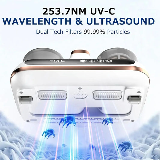 Mattress Vacuum Cleaner - 16kPa Cordless UV-C Handheld for Deep Cleaning