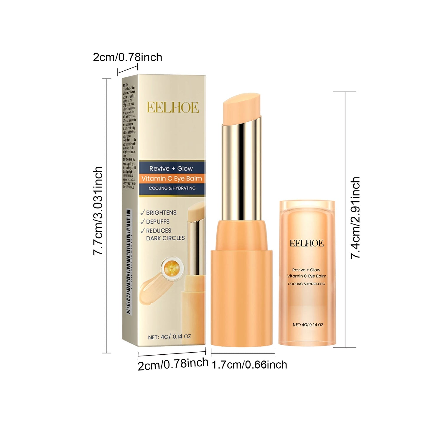 Vitamin C Eye Balm Stick - Brightening Eye Cream for Dark Circles & Puffiness