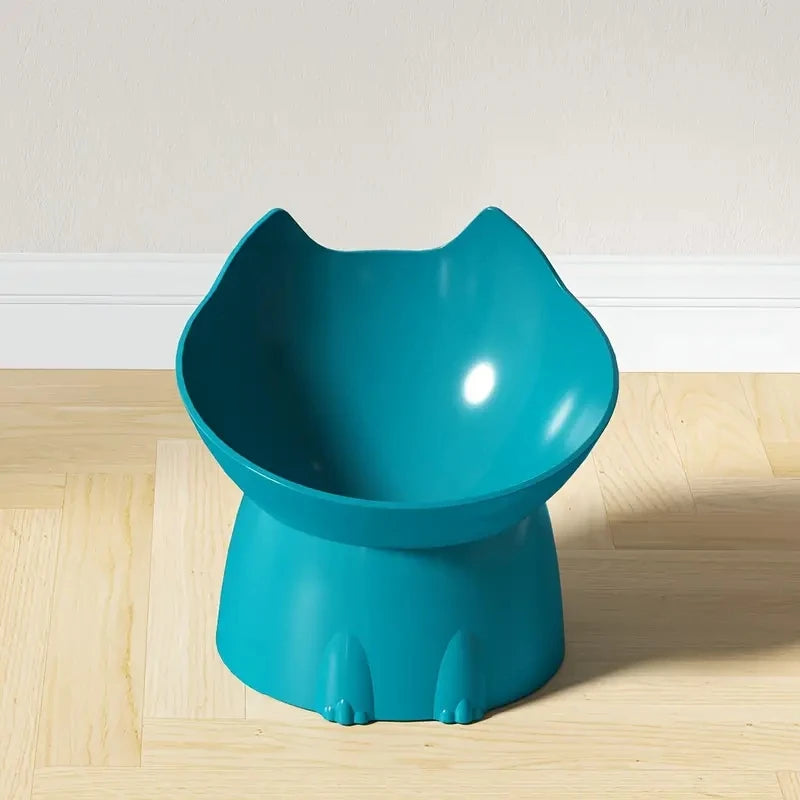 WhiskerWare Elevated Cat Bowl - Anti-Tip Raised Feeding Dish with Neck Protection