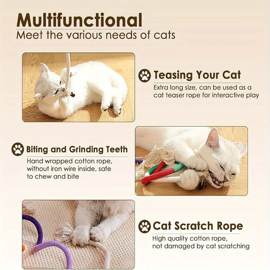 Catnip Rope Chew Toy for Teeth Cleaning - Interactive Cat Toy