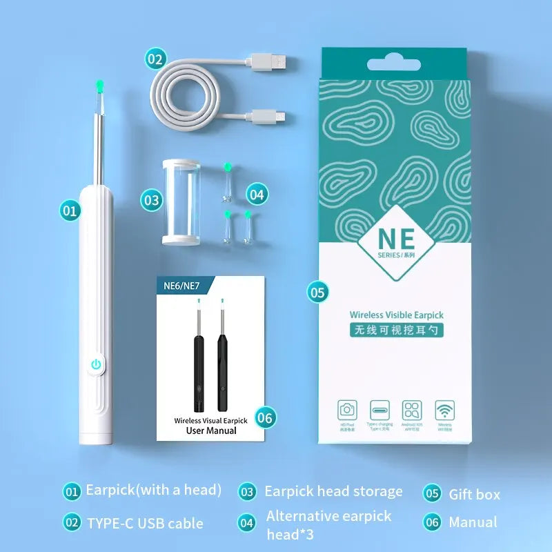 Smart Ear Cleaner with 1296P HD Camera - WiFi Visual Ear Wax Removal Tool