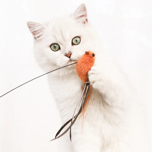 Interactive Bird Feather Cat Toy with Suction Cup