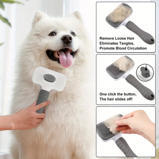 Self-Cleaning Pet Grooming Brush - Professional Slicker Comb for Dogs & Cats