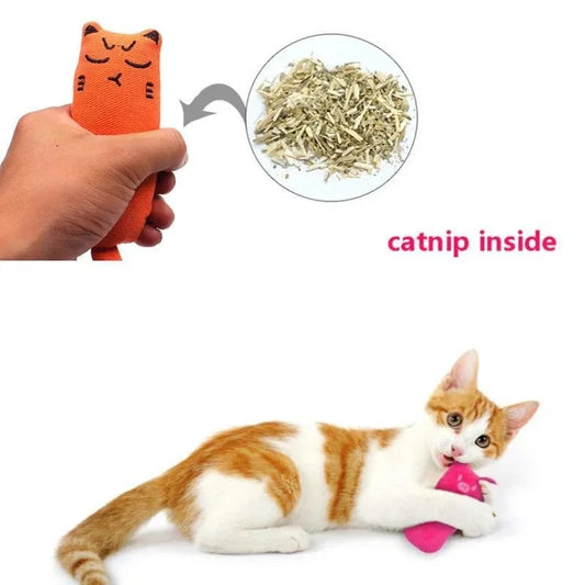 Interactive Catnip Cat Toy - Rustle Sound Plush Pillow for Teeth Grinding & Play
