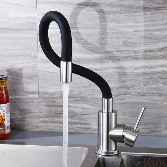 360° Swivel Kitchen Faucet - Hot & Cold Water Mixer with Pull-Out Hose