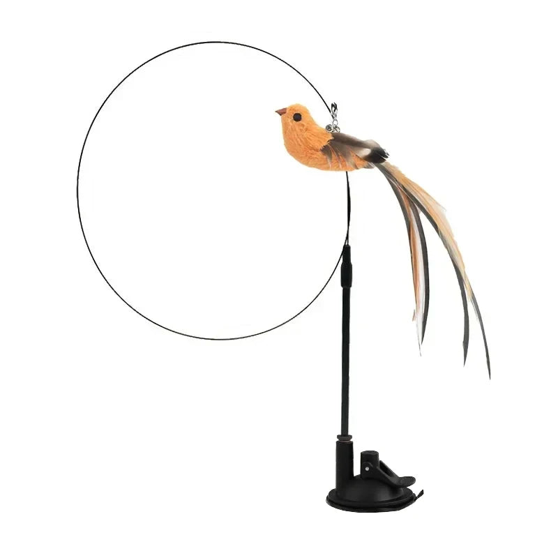 Interactive Bird Feather Cat Toy with Suction Cup