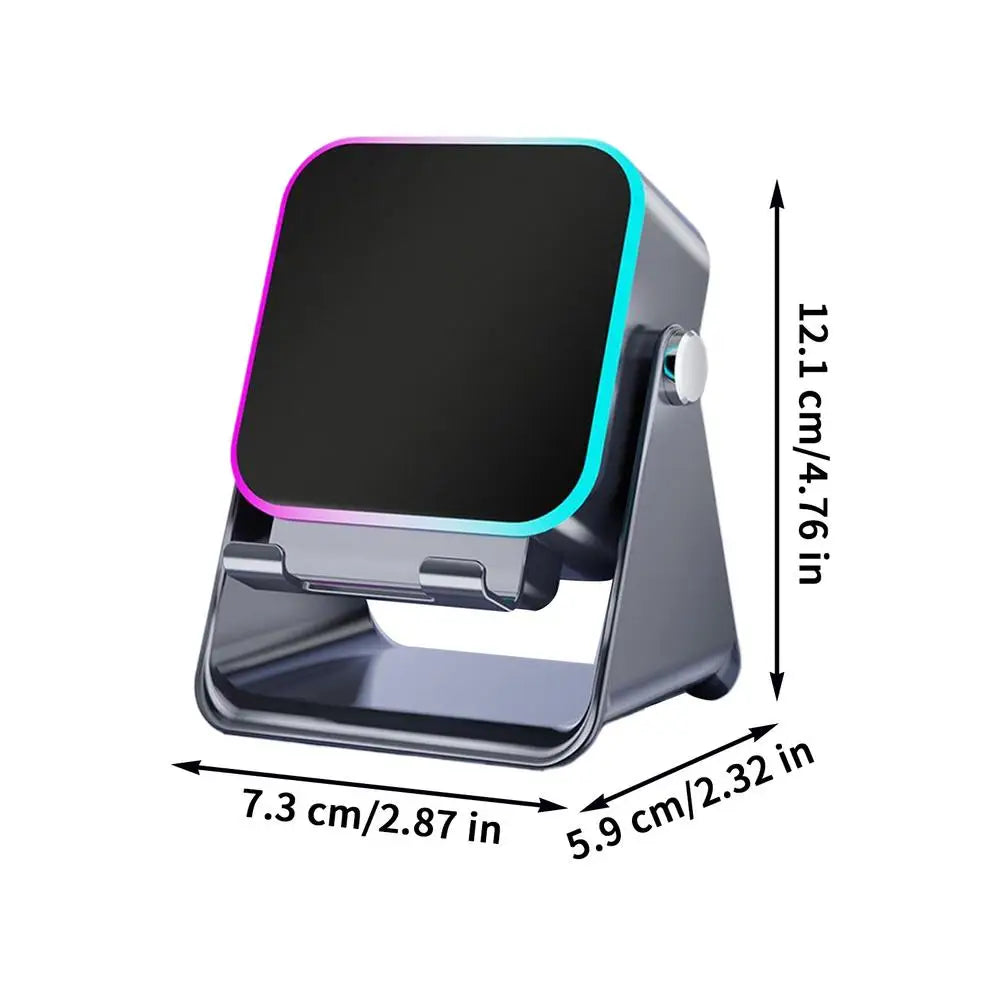 3-in-1 Folding Phone Holder with Wireless Charging, Speaker & LED Light