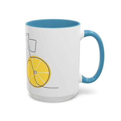 Lemon Bicycle Mug - Whimsical Coffee Cup with Black Handle