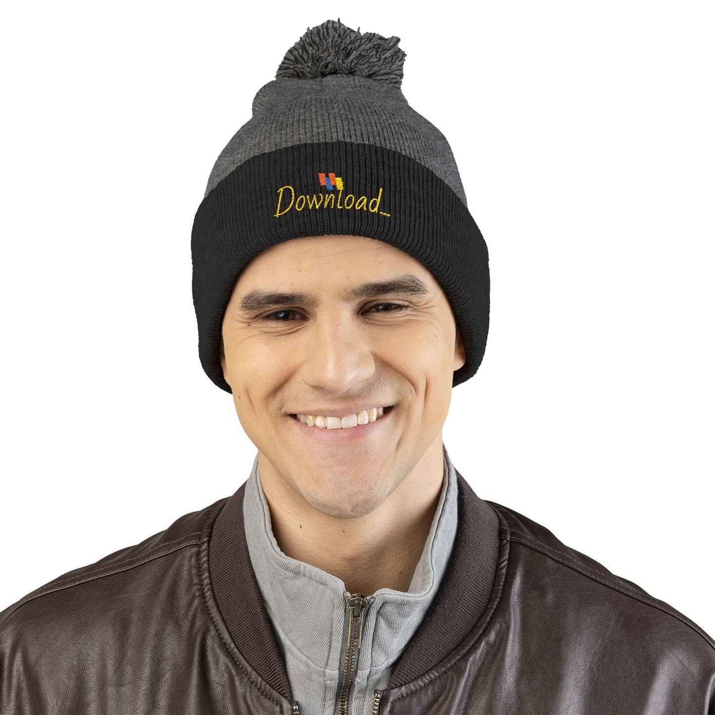 Premium Embroidered Pom-Pom Winter Beanie - Cozy Knit Cap for Ultimate Warmth & Style