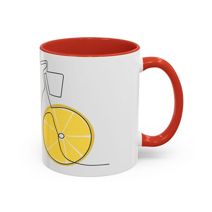 Lemon Bicycle Mug - Whimsical Coffee Cup with Black Handle