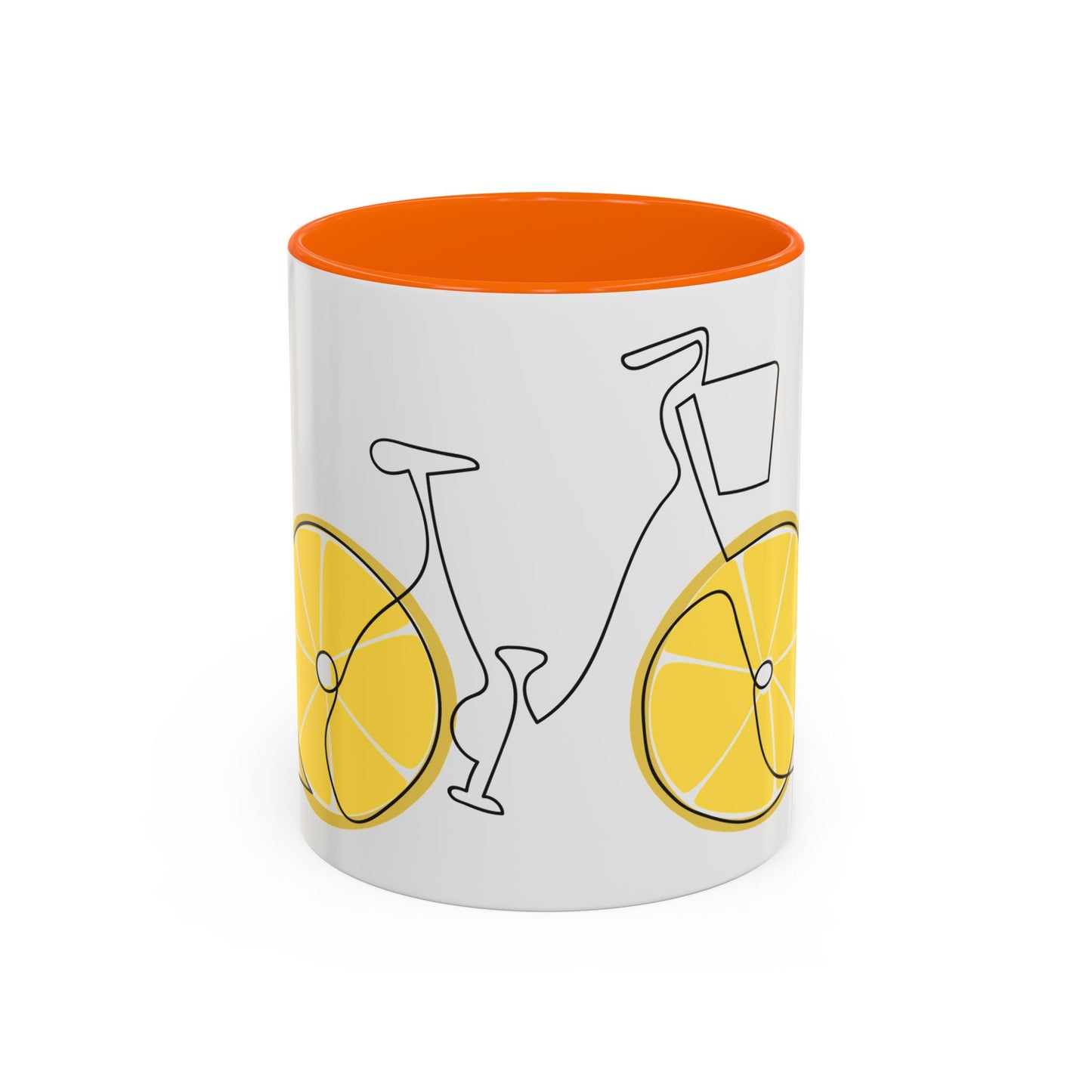 Lemon Bicycle Mug - Whimsical Coffee Cup with Black Handle