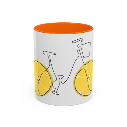 Lemon Bicycle Mug - Whimsical Coffee Cup with Black Handle
