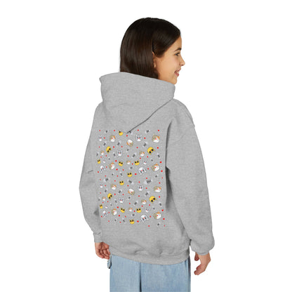 Adorable Cat Print Youth Hoodie - Perfect Gift for Young Cat Lovers!