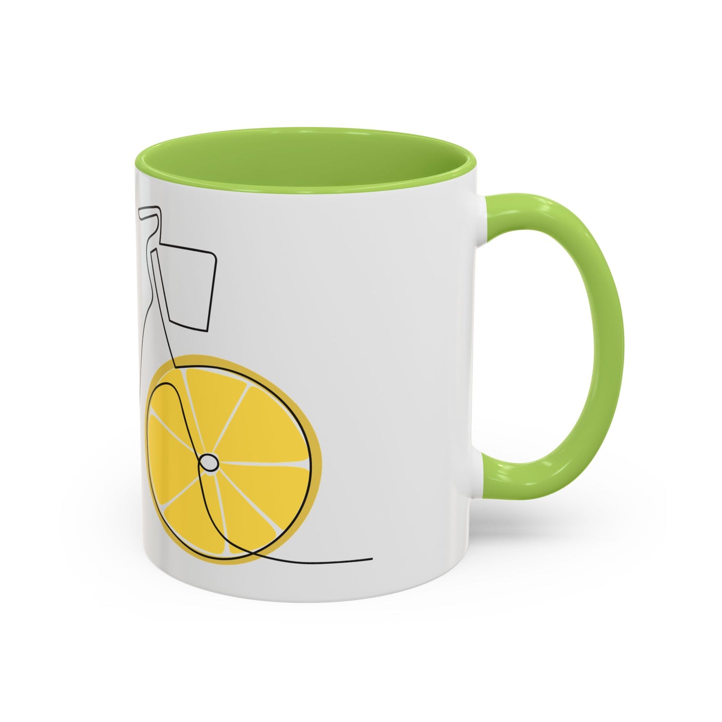 Lemon Bicycle Mug - Whimsical Coffee Cup with Black Handle