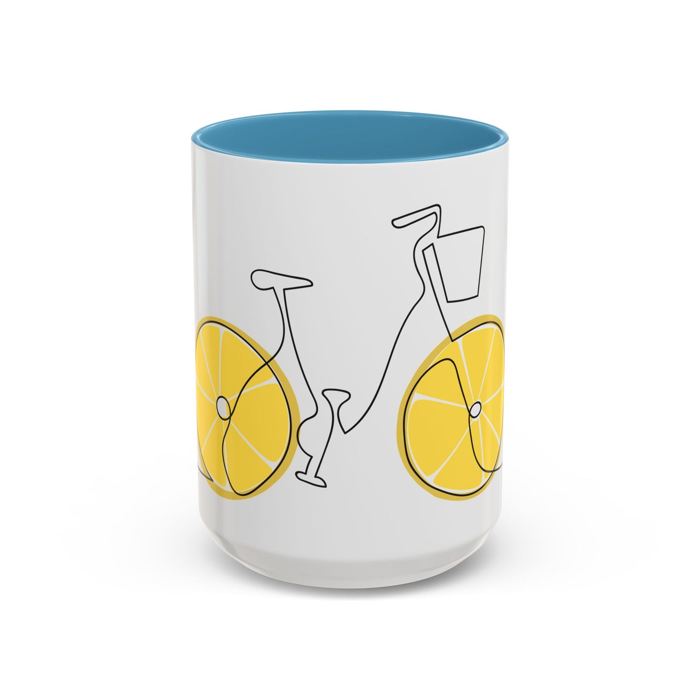Lemon Bicycle Mug - Whimsical Coffee Cup with Black Handle