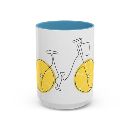 Lemon Bicycle Mug - Whimsical Coffee Cup with Black Handle