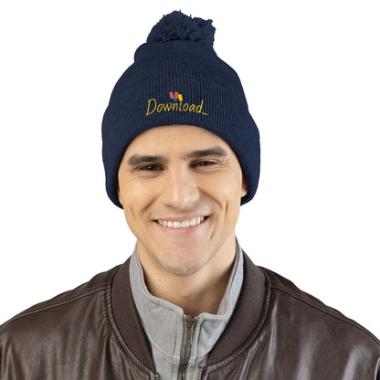 Premium Embroidered Pom-Pom Winter Beanie - Cozy Knit Cap for Ultimate Warmth & Style