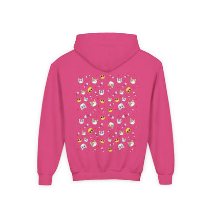 Adorable Cat Print Youth Hoodie - Perfect Gift for Young Cat Lovers!