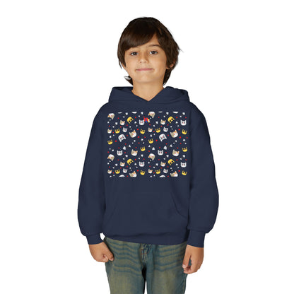 Adorable Cat Print Youth Hoodie - Perfect Gift for Young Cat Lovers!