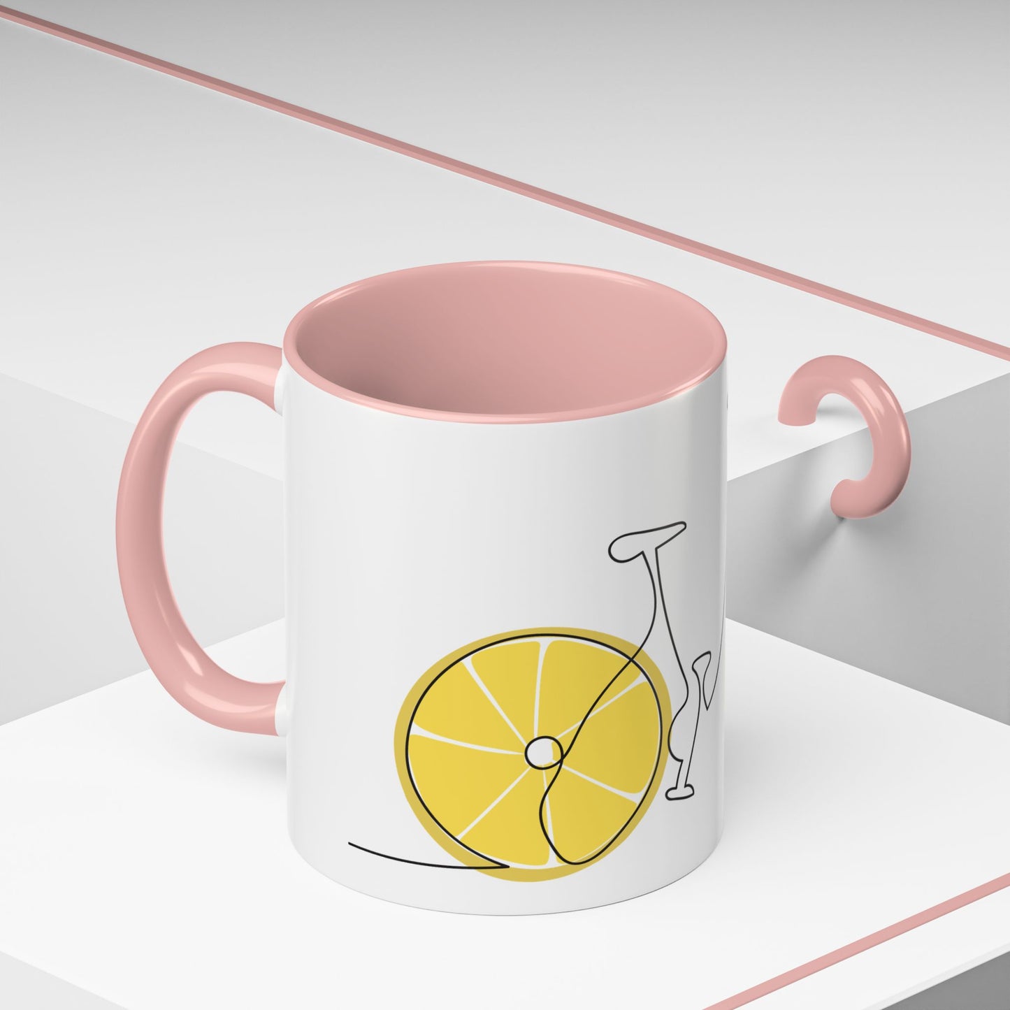 Lemon Bicycle Mug - Whimsical Coffee Cup with Black Handle