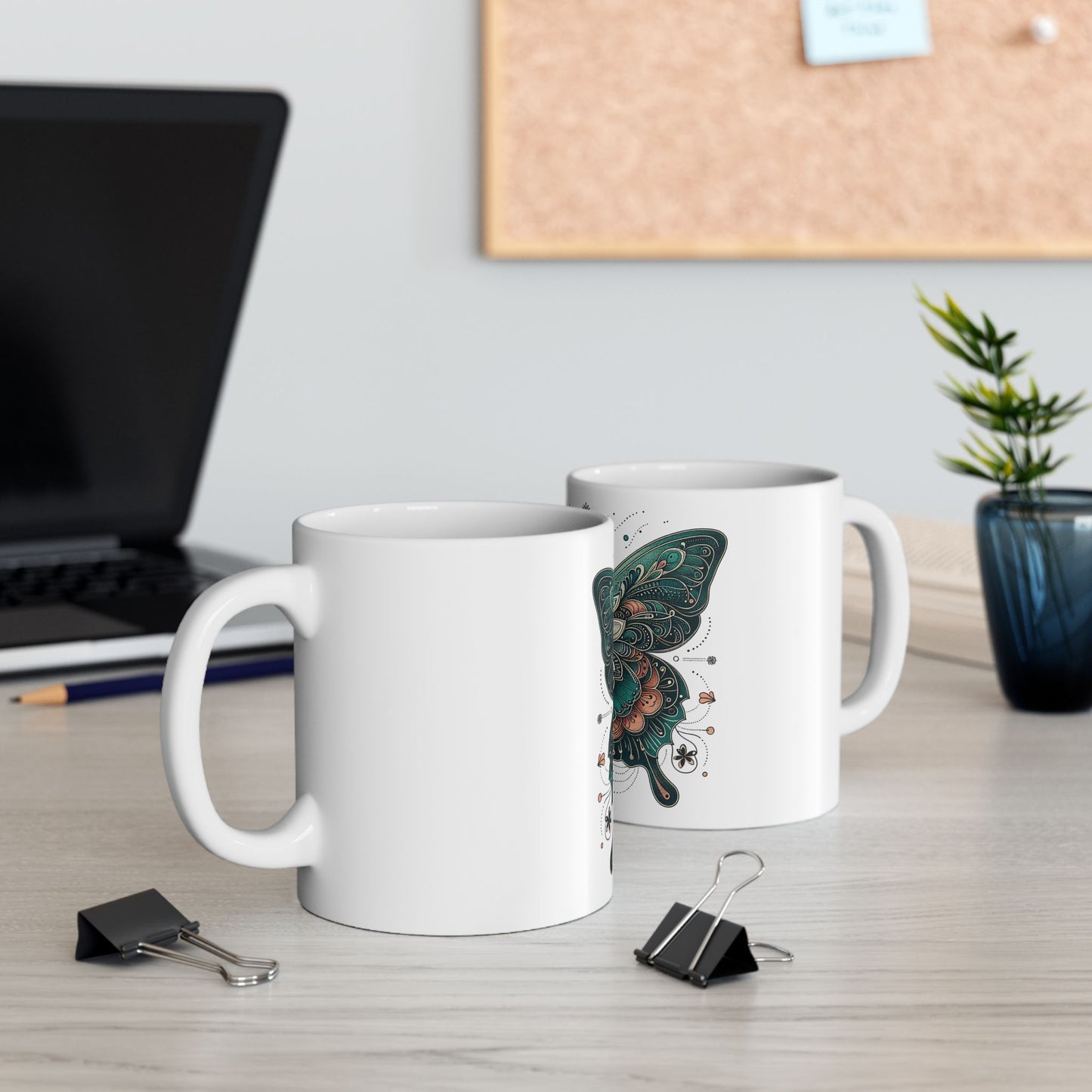 Obay Butterfly Ceramic Mug - Stunning Teal Design for Nature Lovers & Tea Enthusiasts