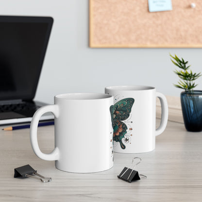 Obay Butterfly Ceramic Mug - Stunning Teal Design for Nature Lovers & Tea Enthusiasts