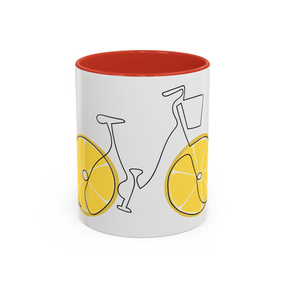 Lemon Bicycle Mug - Whimsical Coffee Cup with Black Handle