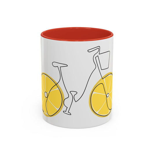 Lemon Bicycle Mug - Whimsical Coffee Cup with Black Handle