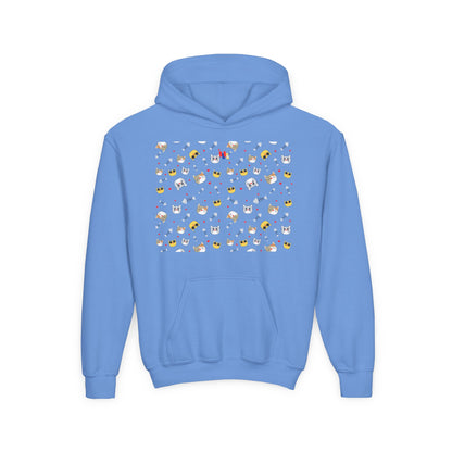 Adorable Cat Print Youth Hoodie - Perfect Gift for Young Cat Lovers!