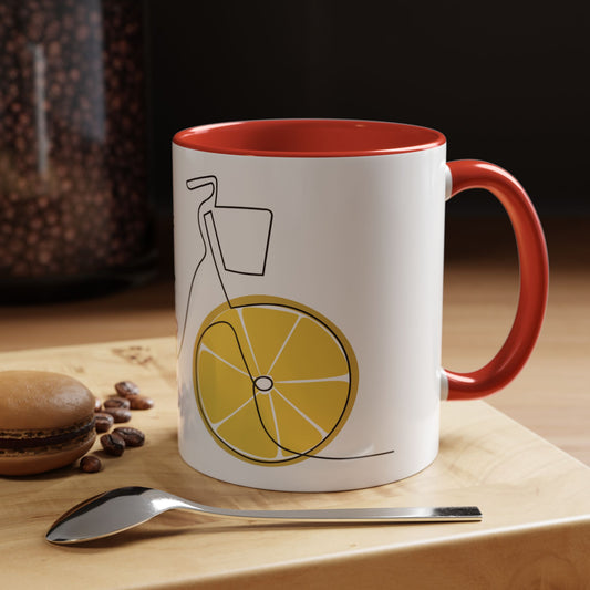 Lemon Bicycle Mug - Whimsical Coffee Cup with Black Handle