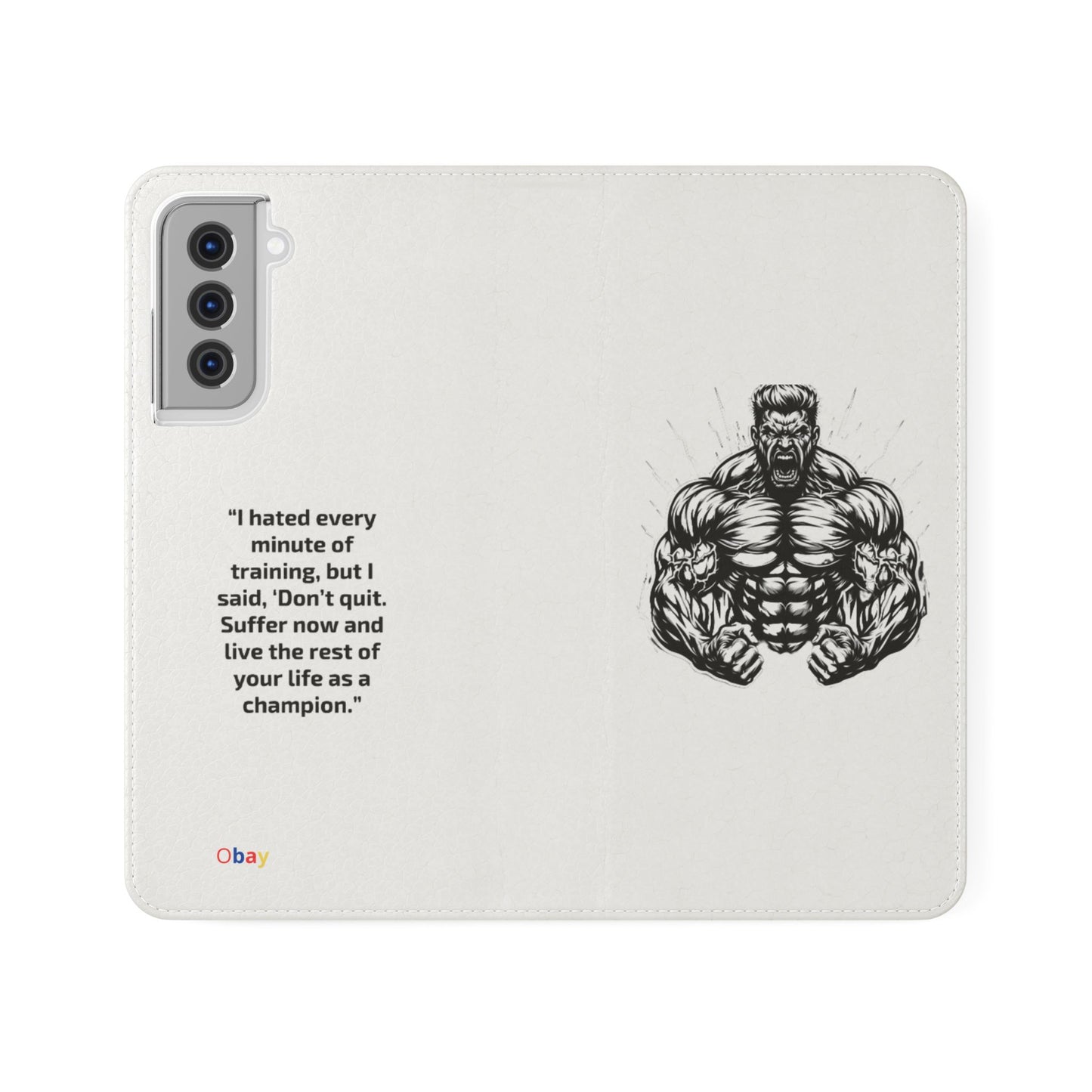 Champion's Motivational iPhone Flip Case | Inspirational Quote Phone Accessory for Fitness Enthusiasts