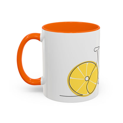 Lemon Bicycle Mug - Whimsical Coffee Cup with Black Handle