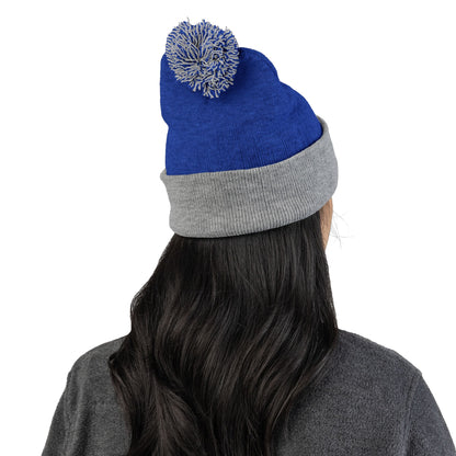 Premium Embroidered Pom-Pom Winter Beanie - Cozy Knit Cap for Ultimate Warmth & Style