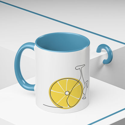Lemon Bicycle Mug - Whimsical Coffee Cup with Black Handle