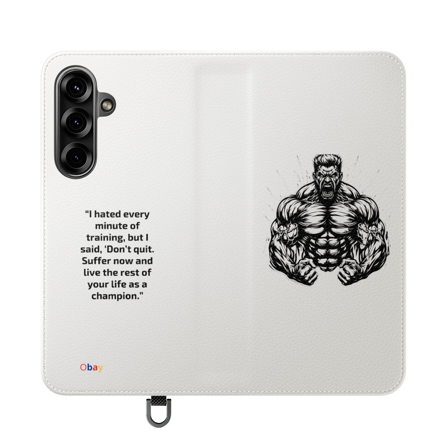 Champion's Motivational iPhone Flip Case | Inspirational Quote Phone Accessory for Fitness Enthusiasts