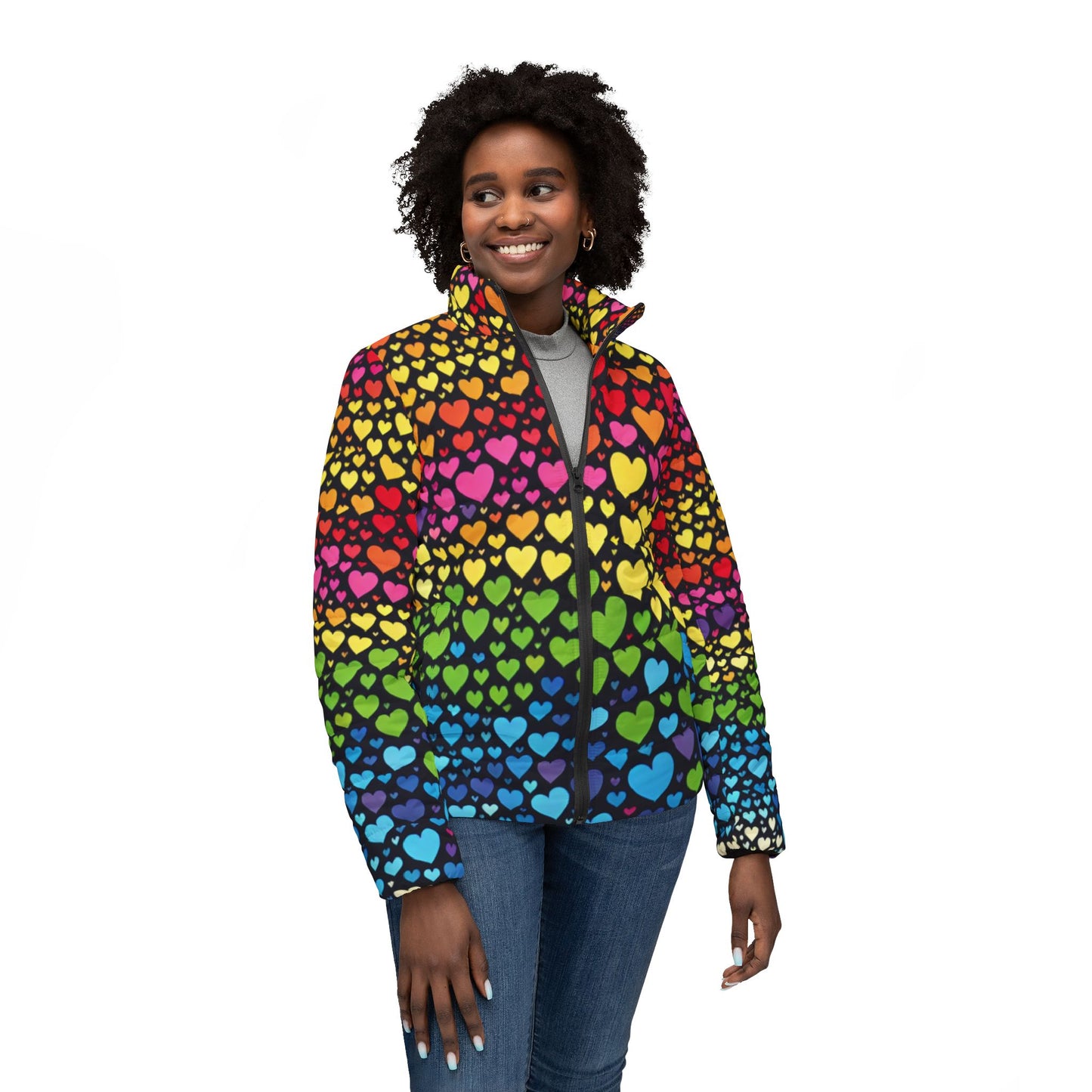 Heart Print Puffer Jacket - Cozy Winter Style That Steals Hearts