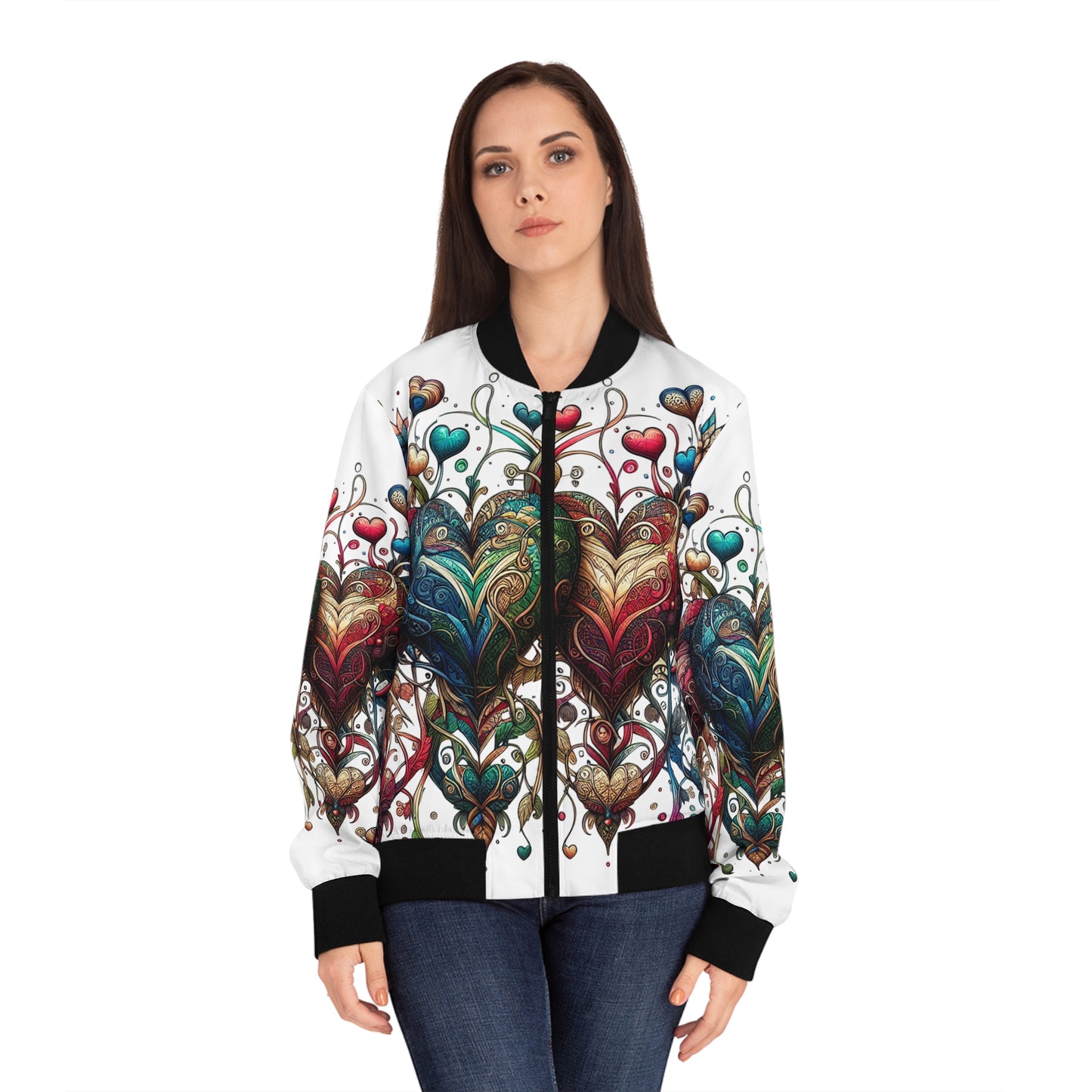 Colorful Heart Bomber Jacket - Turn Heads & Steal Hearts!