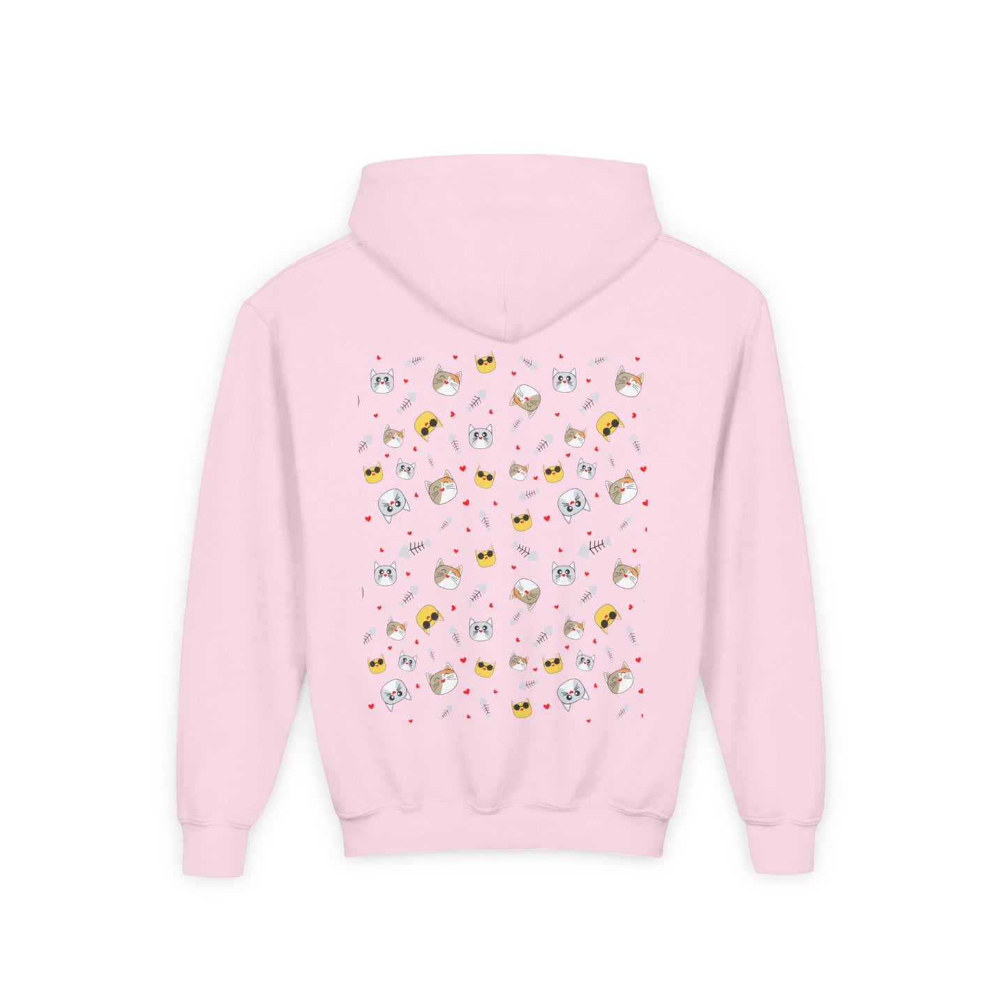 Adorable Cat Print Youth Hoodie - Perfect Gift for Young Cat Lovers!
