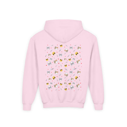 Adorable Cat Print Youth Hoodie - Perfect Gift for Young Cat Lovers!