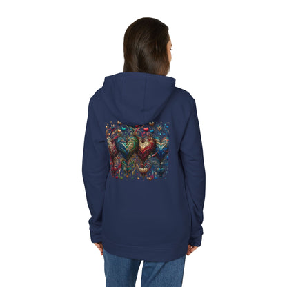 Vibrant Heart Print Hoodie - Cozy Unisex Fleece for Every Adventure
