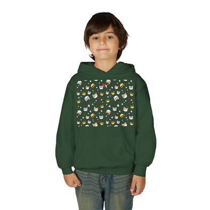 Adorable Cat Print Youth Hoodie - Perfect Gift for Young Cat Lovers!