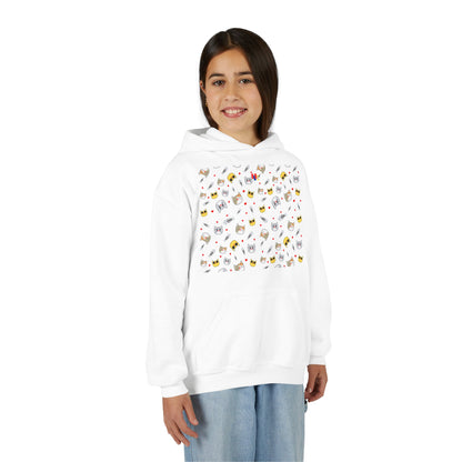 Adorable Cat Print Youth Hoodie - Perfect Gift for Young Cat Lovers!