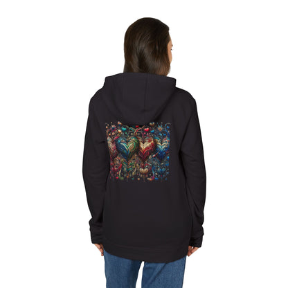 Vibrant Heart Print Hoodie - Cozy Unisex Fleece for Every Adventure
