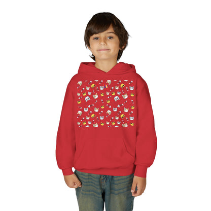 Adorable Cat Print Youth Hoodie - Perfect Gift for Young Cat Lovers!