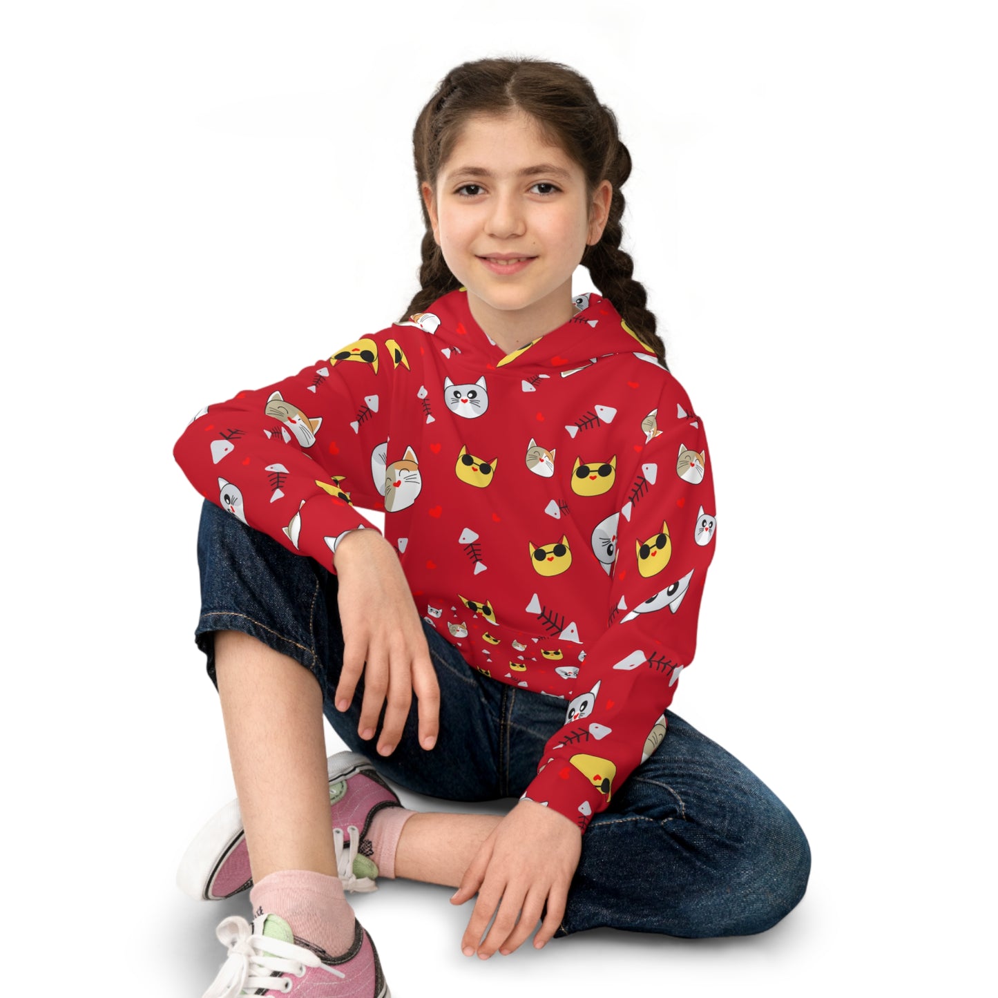 Adorable Cat Hoodie for Kids - Cozy Animal Print Sweatshirt That Kids Love