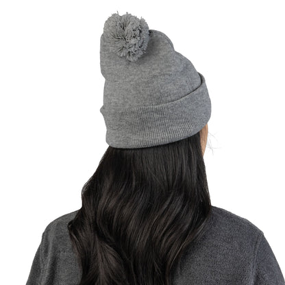 Premium Embroidered Pom-Pom Winter Beanie - Cozy Knit Cap for Ultimate Warmth & Style