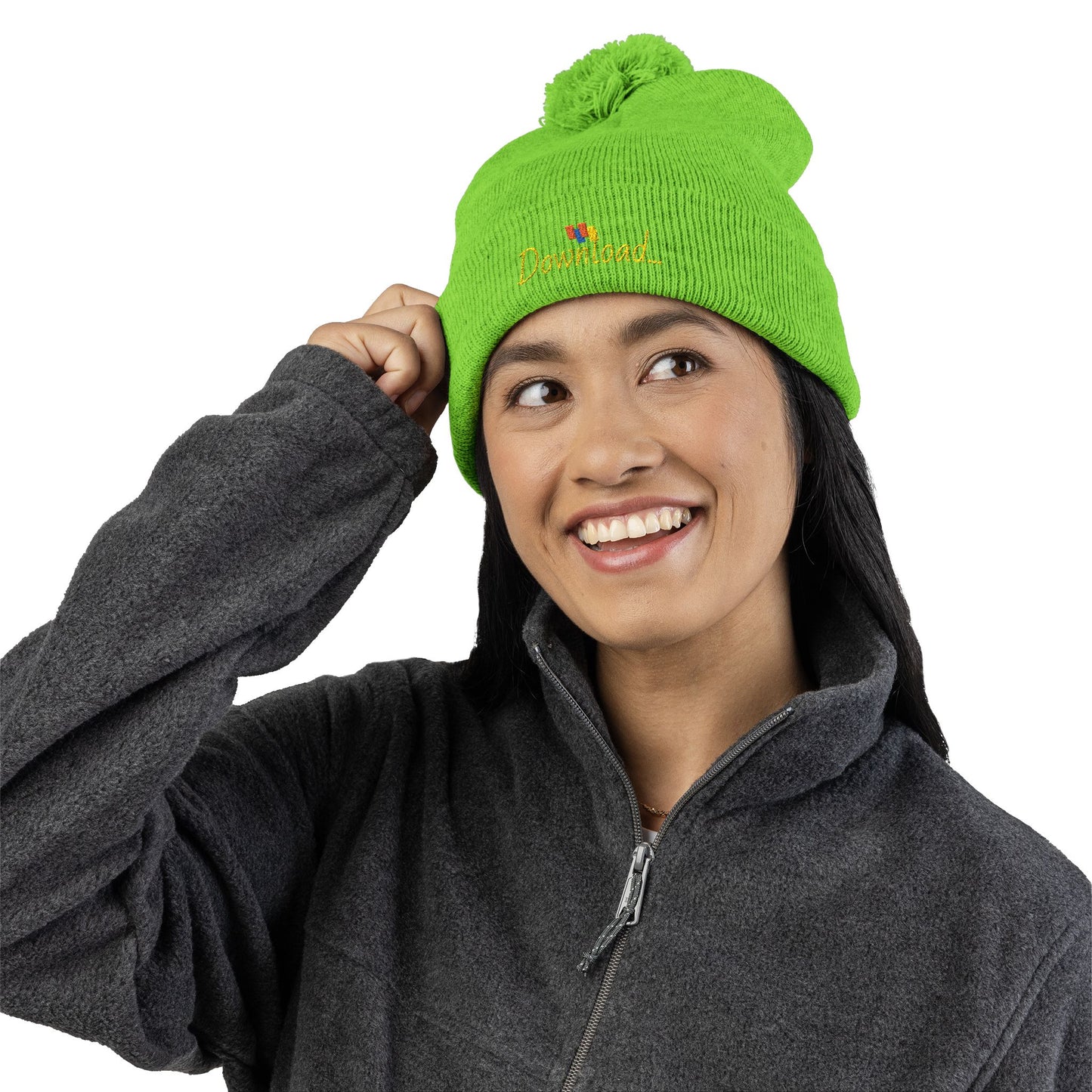 Premium Embroidered Pom-Pom Winter Beanie - Cozy Knit Cap for Ultimate Warmth & Style